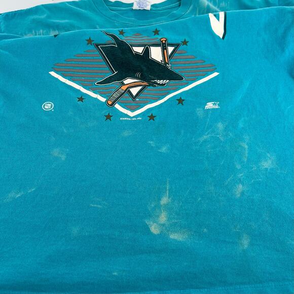 90s NHL San Jose Sharks Starter tshirt 1990s vintage - Picture 7 of 9